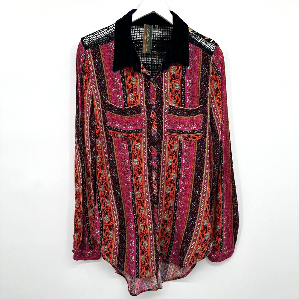 Aratta Silent Journey Tunic‎ Top Shirt Medium Embroidered Boho Festival Coquette